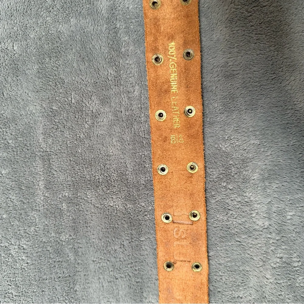 Brown Leather Belt with Brass Rivets and Brass Buckle size Large